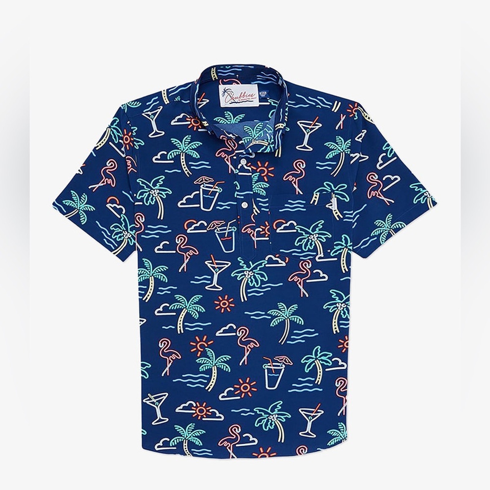 Chubbies The One Man Wolf Pack Popover Friday 4 Way Stretch Shirt Small New
